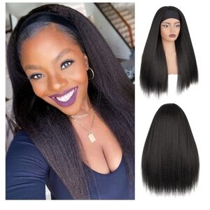 Black Straight Headband Wig 24 Inches